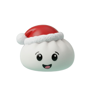 Christmas Hat Dumpling Squishy Vit — i klämmet, mjukt slow-rise-skum