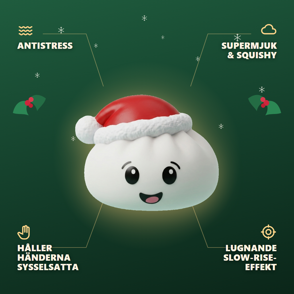 Christmas Hat Dumpling Squishy Vit — dess fördelar