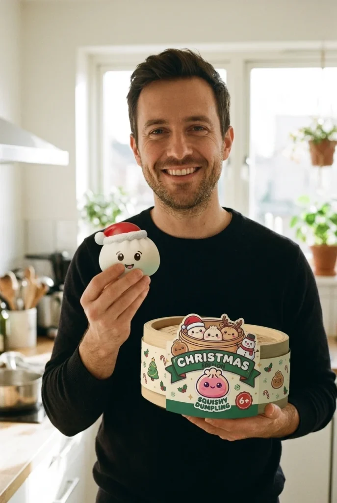 Christmas Hat Dumpling Squishy Vit med sin ask