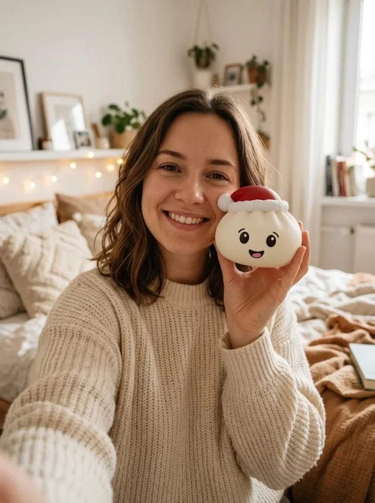 Christmas Hat Dumpling Squishy Vit i vardagen