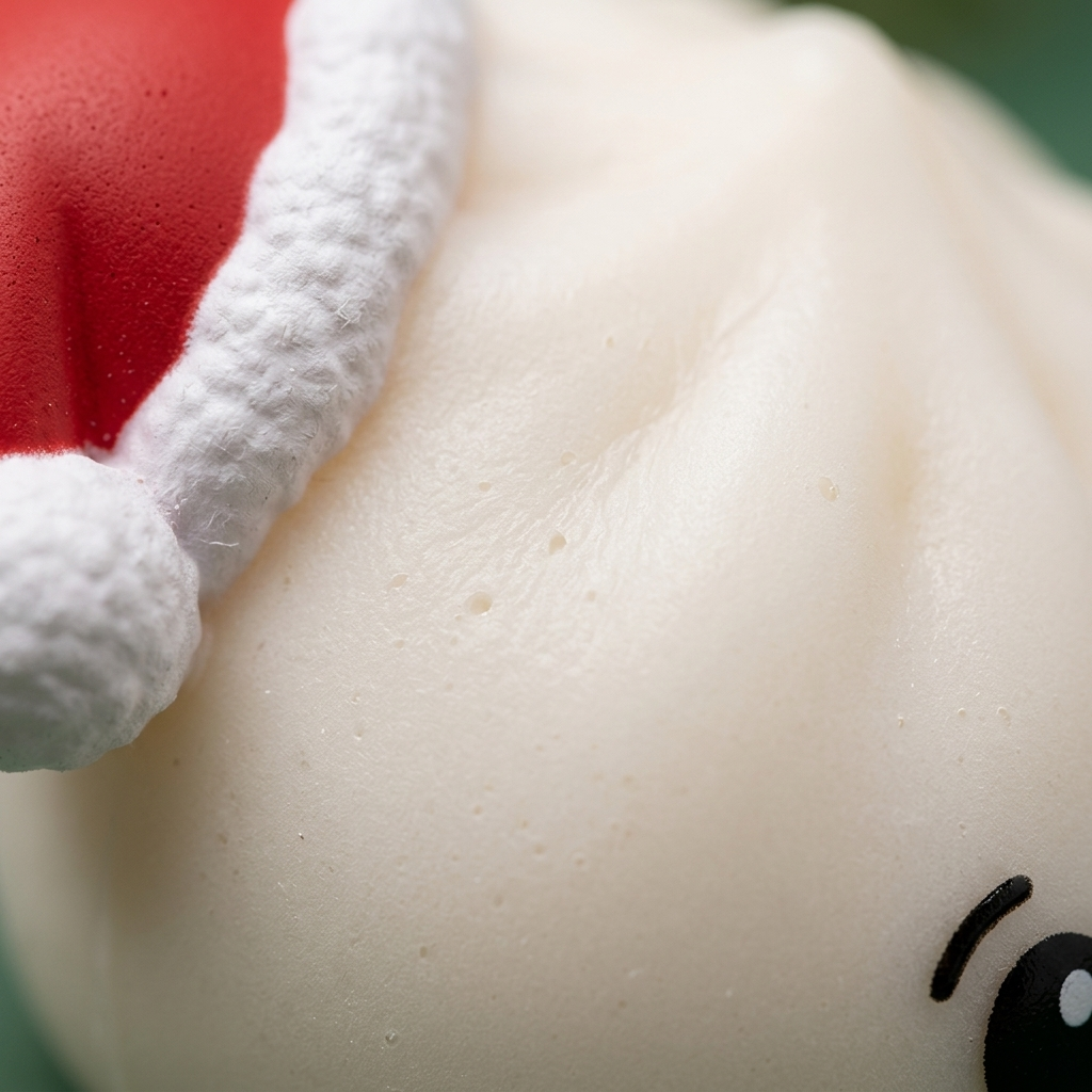 Christmas Hat Dumpling Squishy Vit — närbild på strukturen