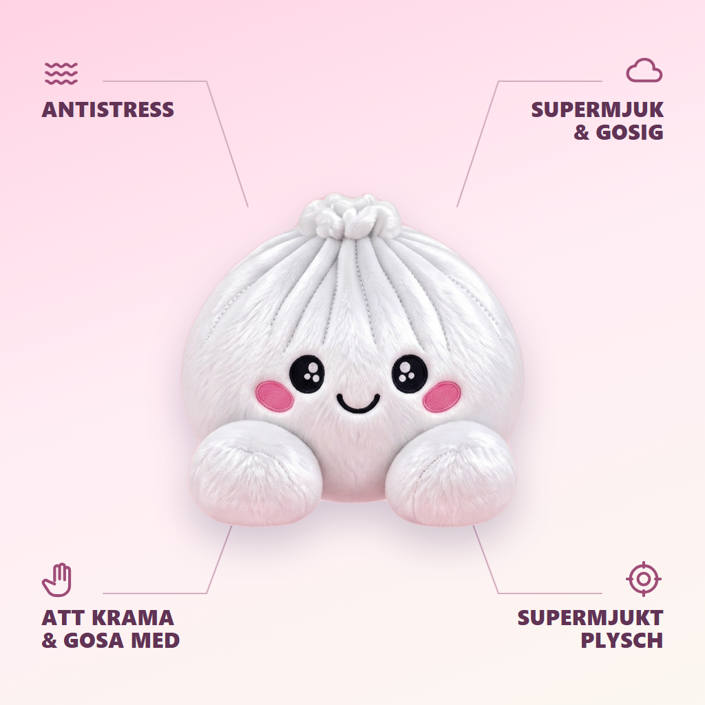 Squishy Dumpling Plush Vit — dess fördelar