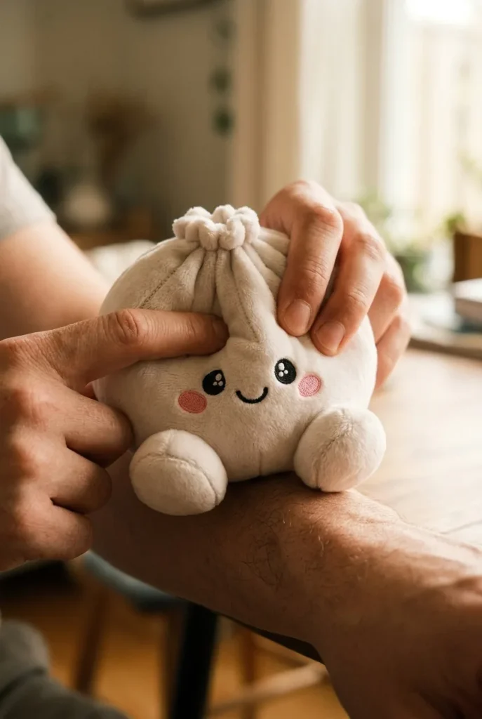 Squishy Dumpling Plush Vit mitt i klämmet