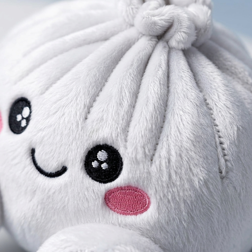 Squishy Dumpling Plush Vit — närbild på strukturen
