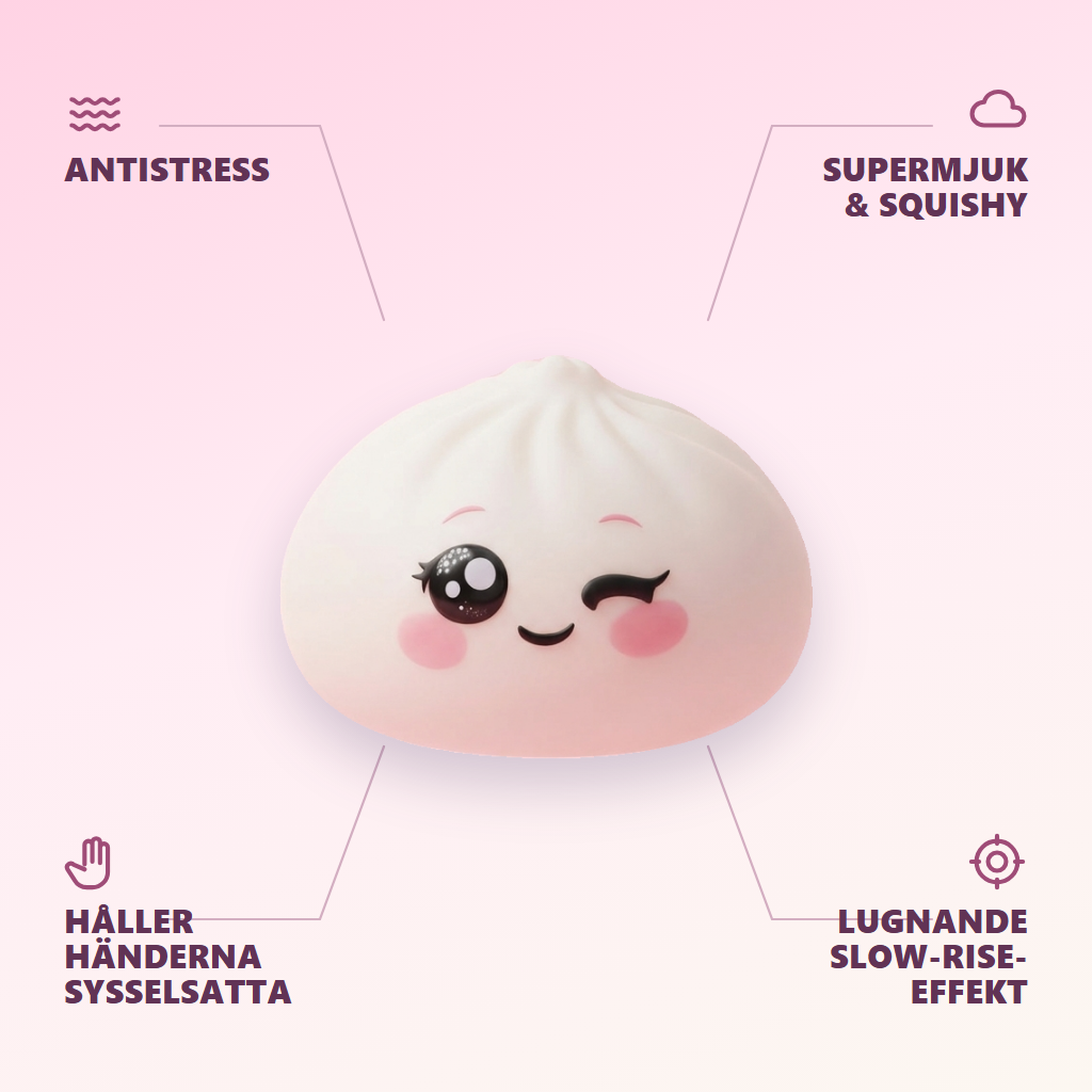 Squishy Dumpling Vit Blinkning — dess fördelar