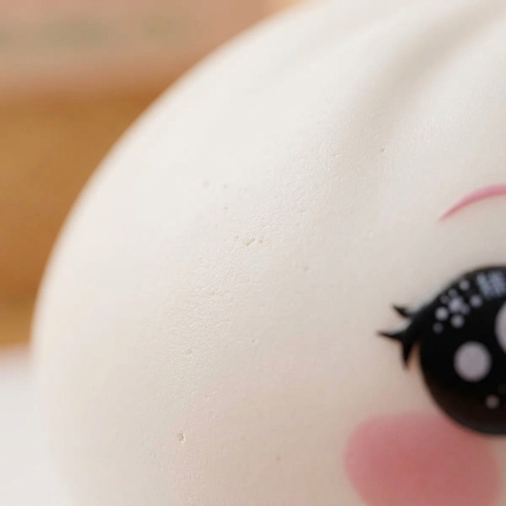 Squishy Dumpling Vit Blinkning — närbild på strukturen