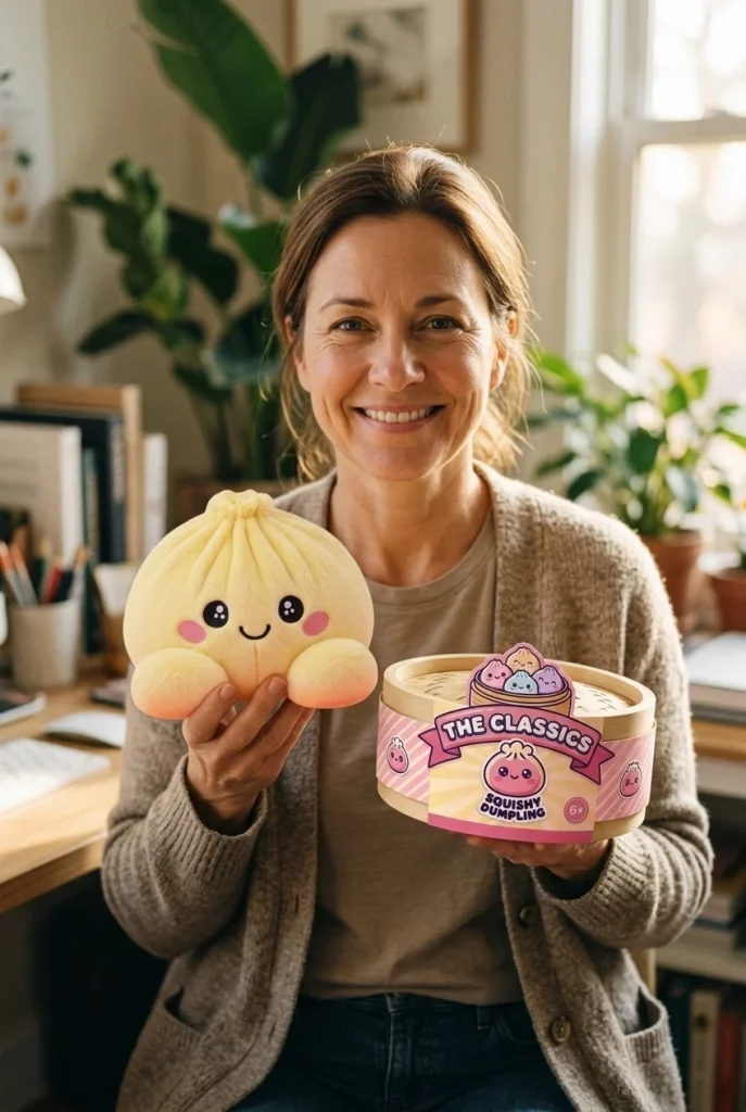 Dumpling Squishy Citrongul med sin ask