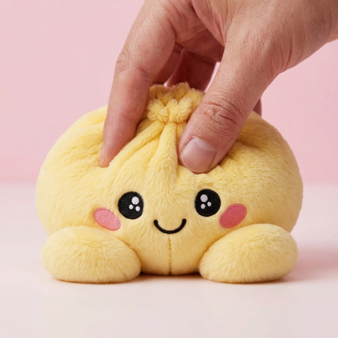 Dumpling Squishy Citrongul — slow-rise-effekt, skummet återtar långsamt sin form
